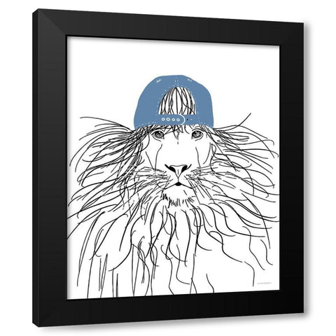 Team Roster Lion Black Modern Wood Framed Art Print by Kamdon Kreations