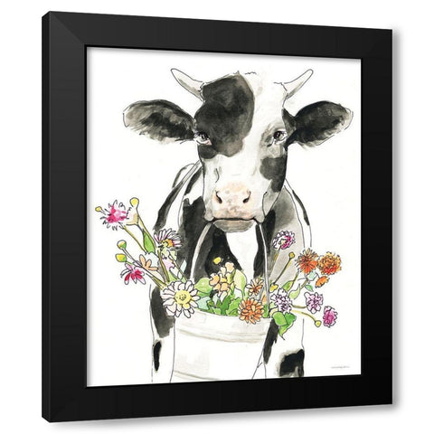 Bessie Black Modern Wood Framed Art Print by Kamdon Kreations