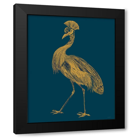 Gilded Crane Black Modern Wood Framed Art Print by Kamdon Kreations