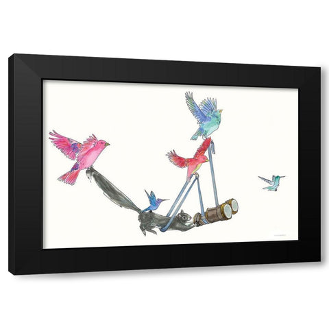 Bird Watching Black Modern Wood Framed Art Print by Kamdon Kreations