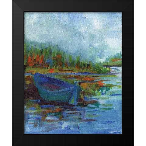 Blue River Black Modern Wood Framed Art Print by Kamdon Kreations
