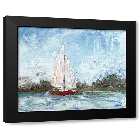 Here We Go a Sailing Black Modern Wood Framed Art Print with Double Matting by Kamdon Kreations