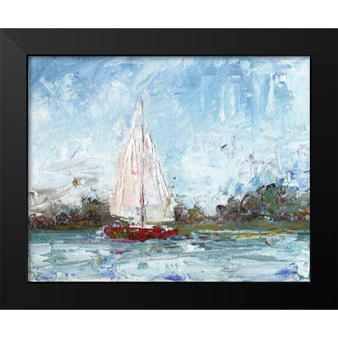Here We Go a Sailing Black Modern Wood Framed Art Print by Kamdon Kreations