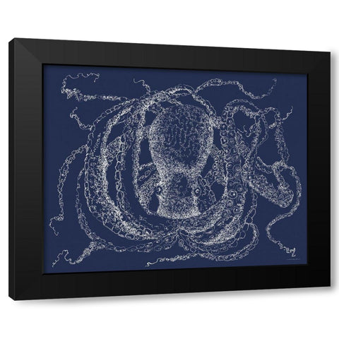 Octo Scribble Black Modern Wood Framed Art Print by Kamdon Kreations