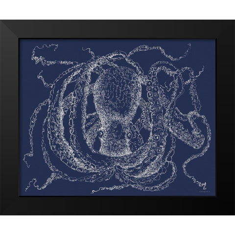 Octo Scribble Black Modern Wood Framed Art Print by Kamdon Kreations