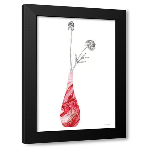 Pink Vase of Love Black Modern Wood Framed Art Print by Kamdon Kreations