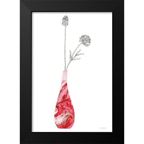 Pink Vase of Love Black Modern Wood Framed Art Print by Kamdon Kreations