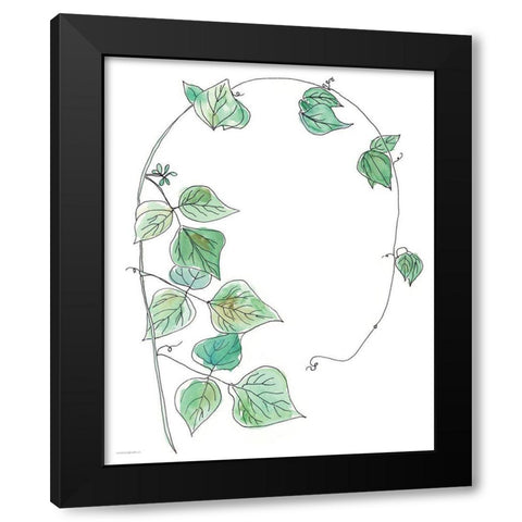 Curly Q Black Modern Wood Framed Art Print with Double Matting by Kamdon Kreations