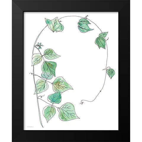 Curly Q Black Modern Wood Framed Art Print by Kamdon Kreations