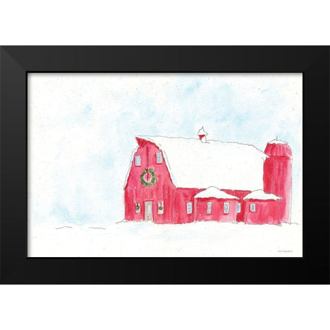 Lets Get Snowed In Black Modern Wood Framed Art Print by Kamdon Kreations