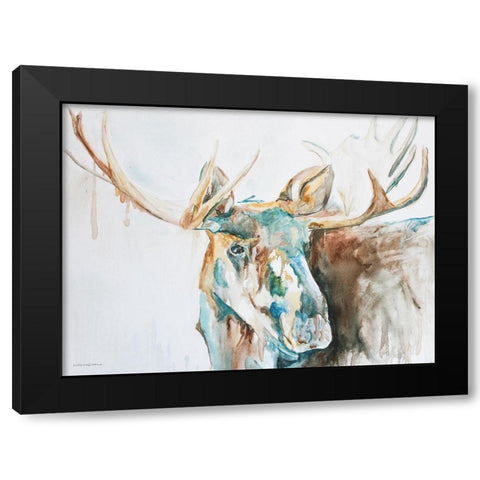 Water Moose Black Modern Wood Framed Art Print with Double Matting by Kamdon Kreations