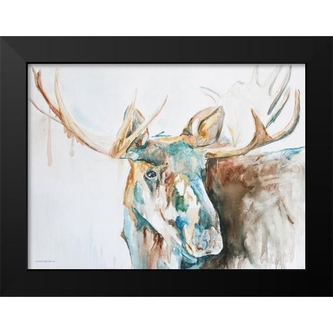 Water Moose Black Modern Wood Framed Art Print by Kamdon Kreations
