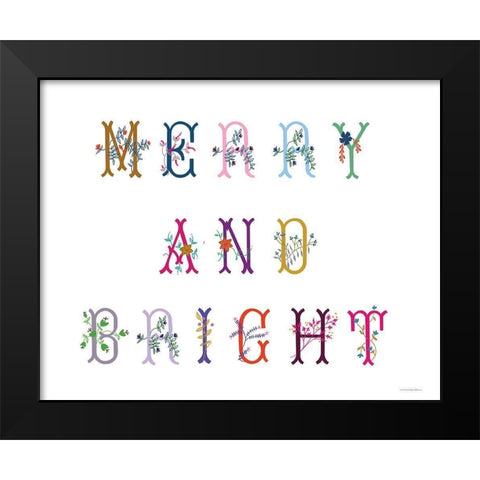 Merry and Bright Black Modern Wood Framed Art Print by Kamdon Kreations