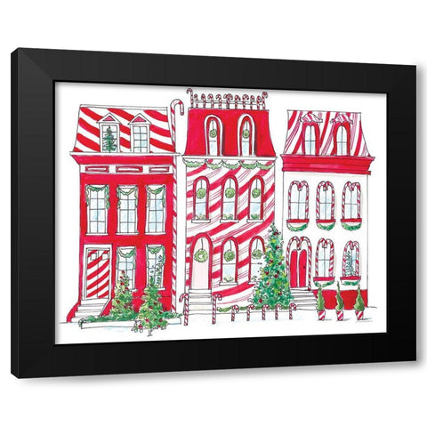 Village on Holly St. Black Modern Wood Framed Art Print by Kamdon Kreations