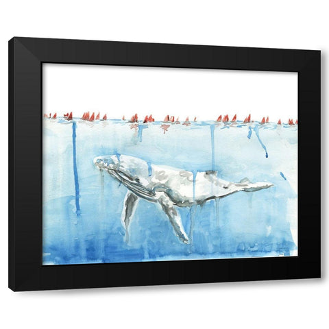 Edging Forward Black Modern Wood Framed Art Print by Kamdon Kreations