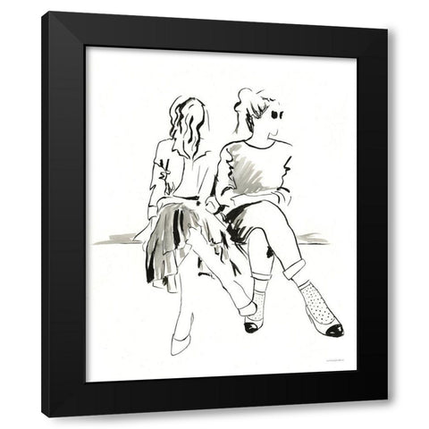 People Watching Black Modern Wood Framed Art Print by Kamdon Kreations