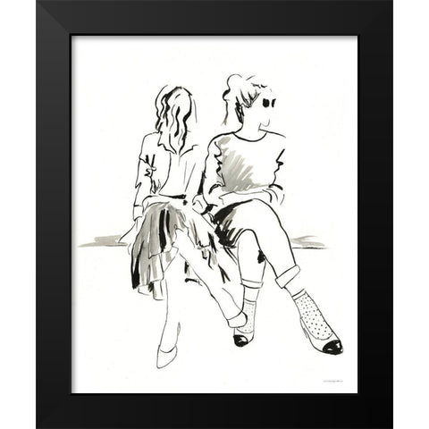 People Watching Black Modern Wood Framed Art Print by Kamdon Kreations