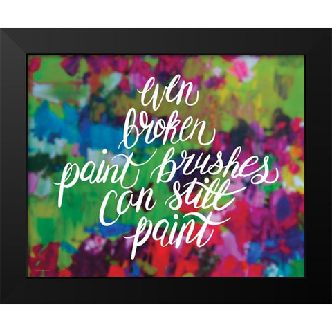 Broken Paintbrushes Black Modern Wood Framed Art Print by Kamdon Kreations