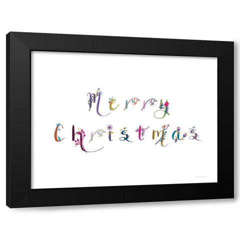Boho Merry Christmas III Black Modern Wood Framed Art Print by Kamdon Kreations
