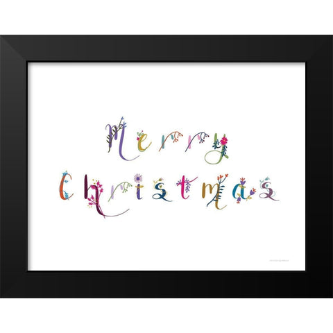 Boho Merry Christmas III Black Modern Wood Framed Art Print by Kamdon Kreations