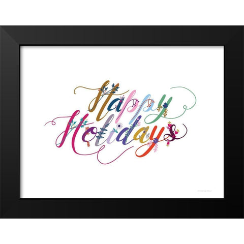 Boho Happy Holidays II Black Modern Wood Framed Art Print by Kamdon Kreations