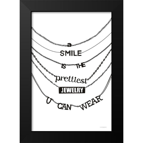 A Smile is the Prettiest Black Modern Wood Framed Art Print by Kamdon Kreations