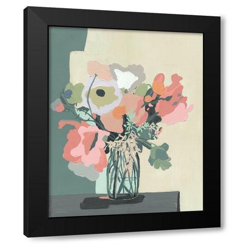 Blush Pink Cutout Black Modern Wood Framed Art Print by Kamdon Kreations