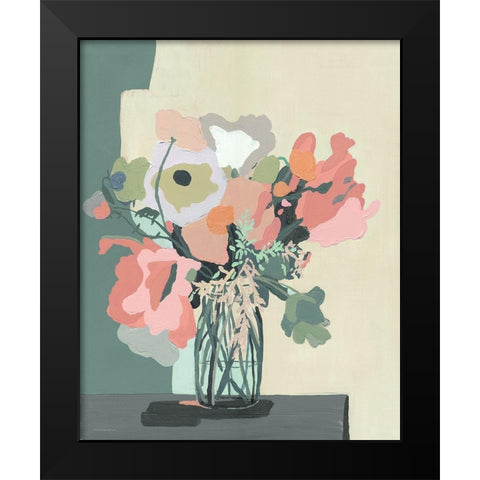Blush Pink Cutout Black Modern Wood Framed Art Print by Kamdon Kreations