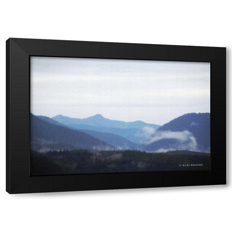 Blue Hills And Fog Black Modern Wood Framed Art Print with Double Matting by Brooks, Kari