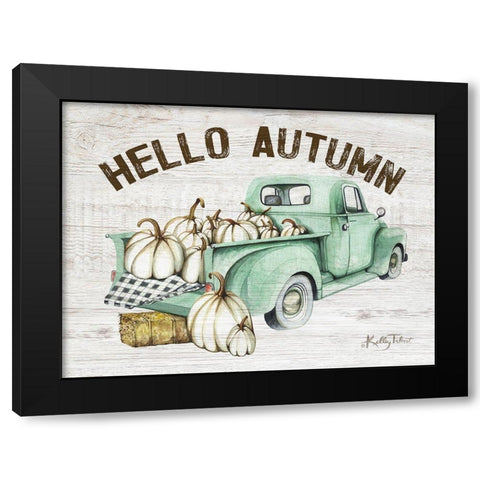 Hello Autumn Vintage Truck Black Modern Wood Framed Art Print with Double Matting by Talent, Kelley