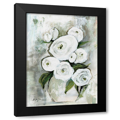 White Blossoms Black Modern Wood Framed Art Print with Double Matting by Talent, Kelley
