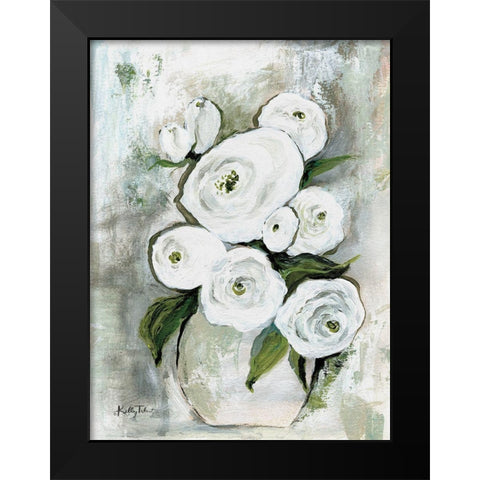White Blossoms Black Modern Wood Framed Art Print by Talent, Kelley