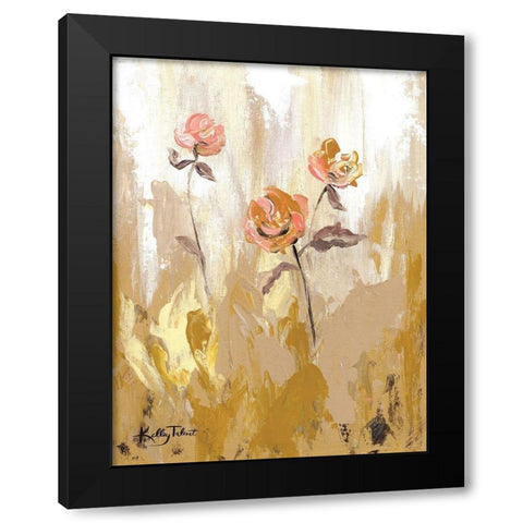 Gold Petals Dancing in the Wind I Black Modern Wood Framed Art Print by Talent, Kelley