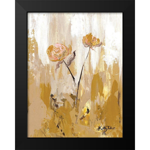 Gold Petals Dancing in the Wind II Black Modern Wood Framed Art Print by Talent, Kelley
