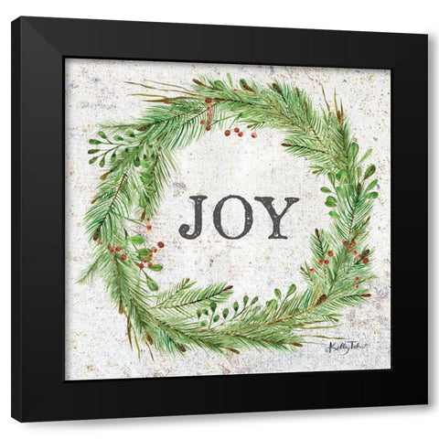 Joy Wreath Black Modern Wood Framed Art Print with Double Matting by Talent, Kelley