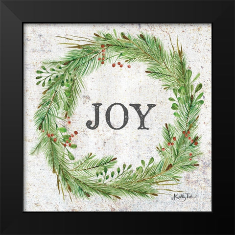 Joy Wreath Black Modern Wood Framed Art Print by Talent, Kelley