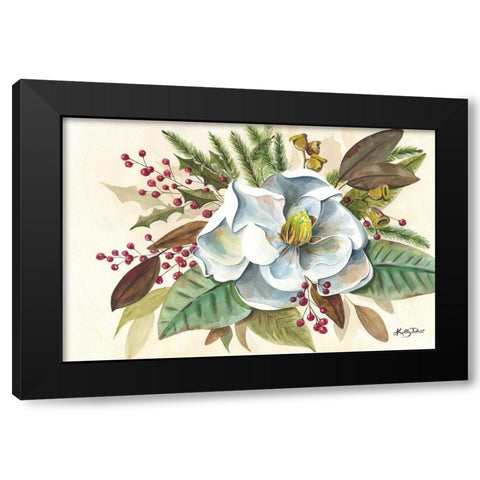 Christmas Magnolia Black Modern Wood Framed Art Print by Talent, Kelley
