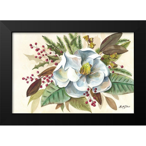 Christmas Magnolia Black Modern Wood Framed Art Print by Talent, Kelley