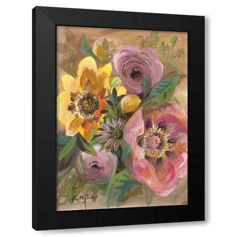 Peony Rose Bouquet Black Modern Wood Framed Art Print with Double Matting by Talent, Kelley