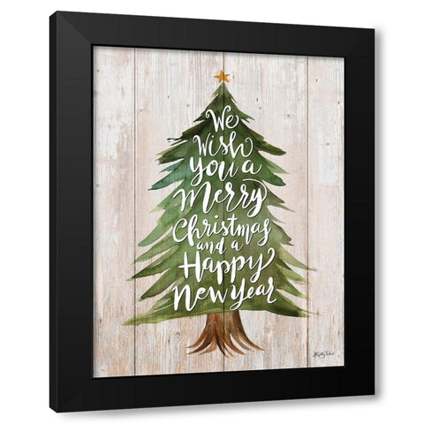 Merry Christmas Tree Black Modern Wood Framed Art Print by Talent, Kelley