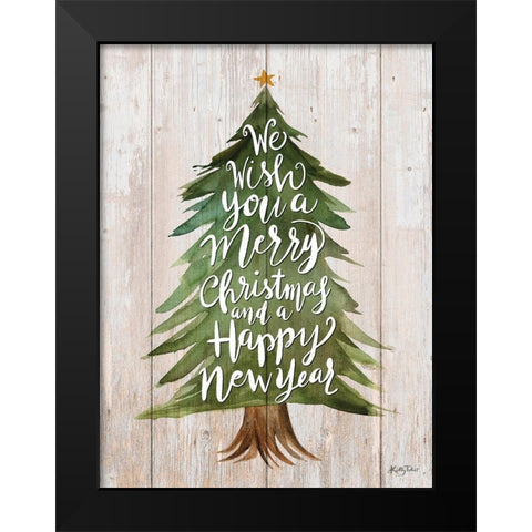 Merry Christmas Tree Black Modern Wood Framed Art Print by Talent, Kelley