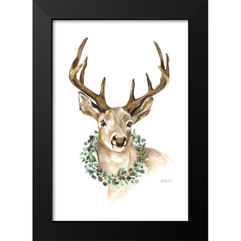 Woodland Deer Black Modern Wood Framed Art Print by Talent, Kelley