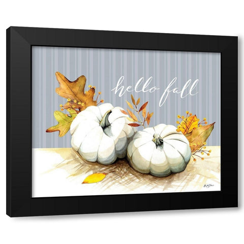 Hello Fall Pumpkins Black Modern Wood Framed Art Print by Talent, Kelley
