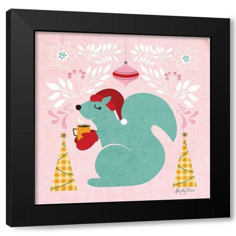 Christmas Squirrel Black Modern Wood Framed Art Print with Double Matting by Talent, Kelley