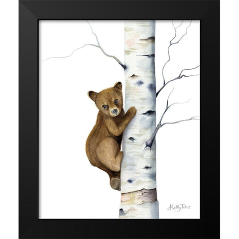Bear Up a Tree Black Modern Wood Framed Art Print by Talent, Kelley
