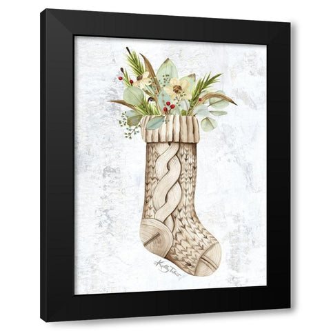 Christmas Knitted Stocking Black Modern Wood Framed Art Print with Double Matting by Talent, Kelley