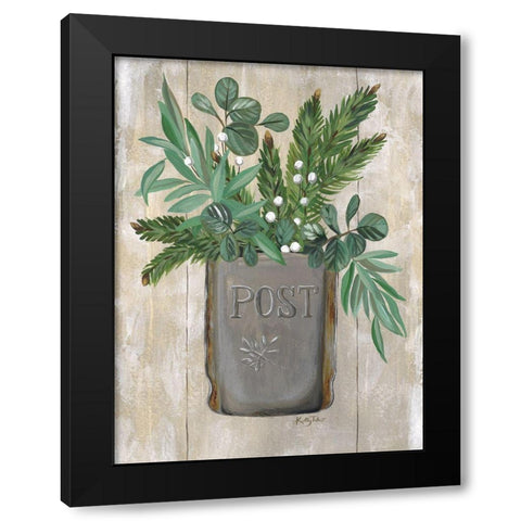 Vintage Winter Mailbox Black Modern Wood Framed Art Print by Talent, Kelley