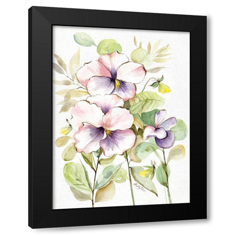 Springing Up Pansies Black Modern Wood Framed Art Print with Double Matting by Talent, Kelley