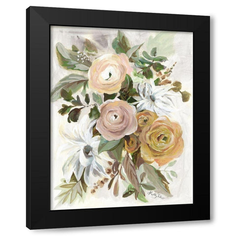 Golden Garden Flowers Black Modern Wood Framed Art Print with Double Matting by Talent, Kelley