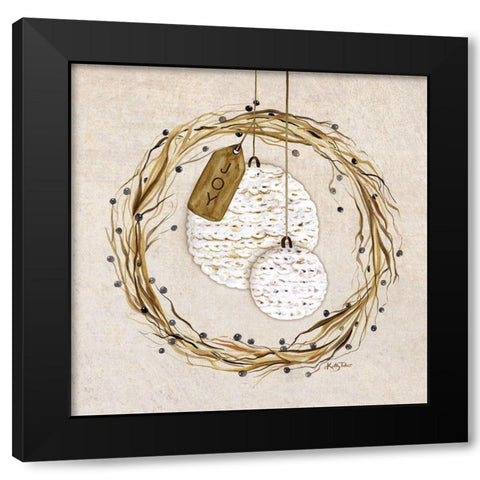 Crocheted Ornaments Wreath Black Modern Wood Framed Art Print with Double Matting by Talent, Kelley